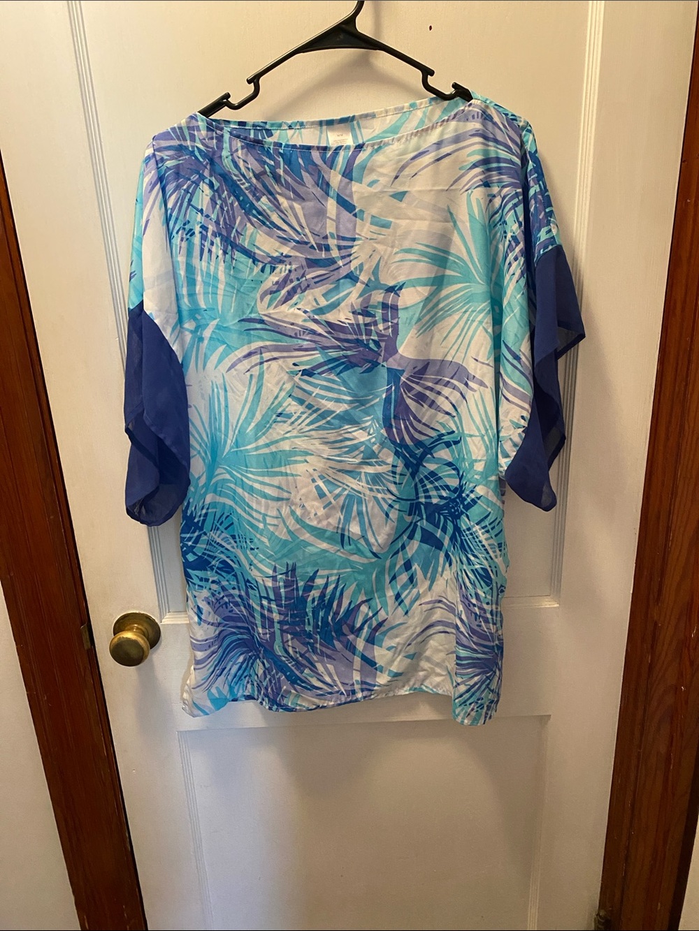 Lightweight Blue Tropical Print Women's Top